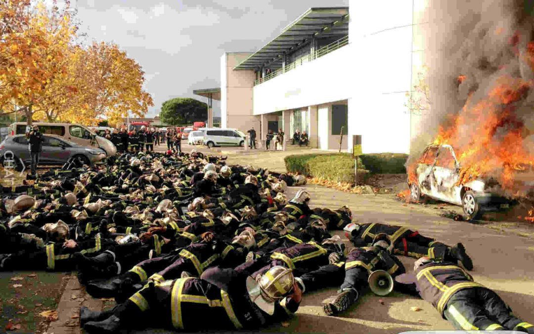 La manifestation des pompiers en novembre./ Photo Alison Danis