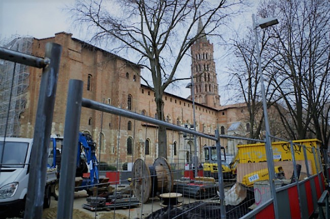 Les premiers travaux autour de la Place St-Sernin ont débuté à la mi-janvier./Photo MM