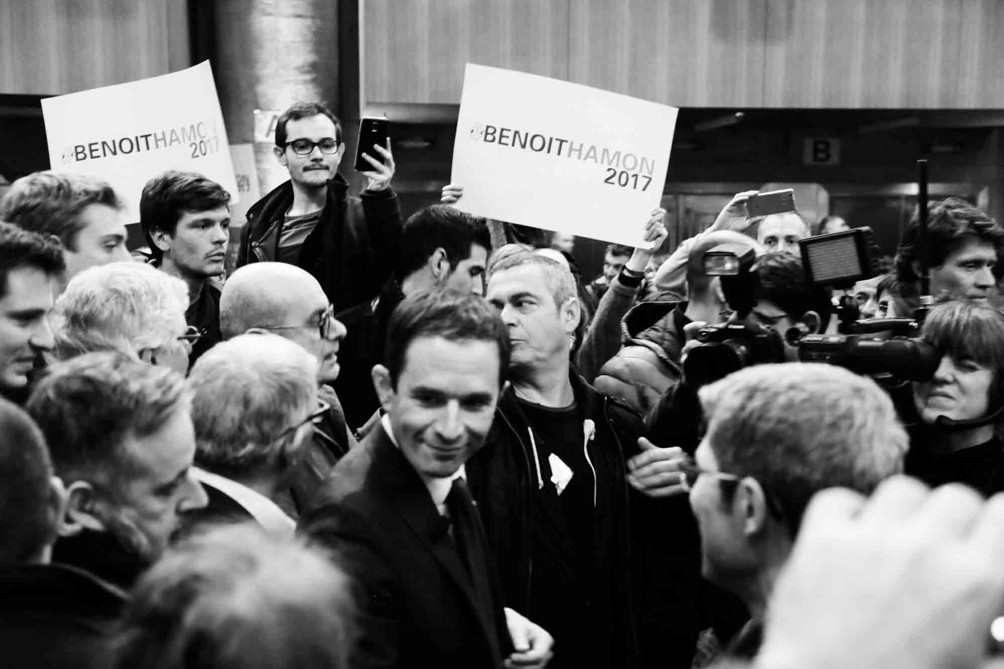 Le candidat de la primaire de la Gauche, Benoit Hamon était en meeting à Toulouse vendredi 20 janvier. C'est dans la ville rose qui termine sa campagne, à deux jours du premier tour des primaires de la gauche. /Photo S. Thuault-Ney