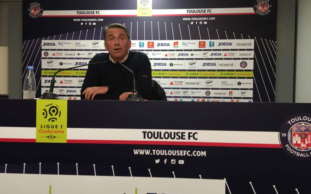 Le président du TFC Olivier Sadran lors de la conférence de presse. / Crédit Aury Bouzar