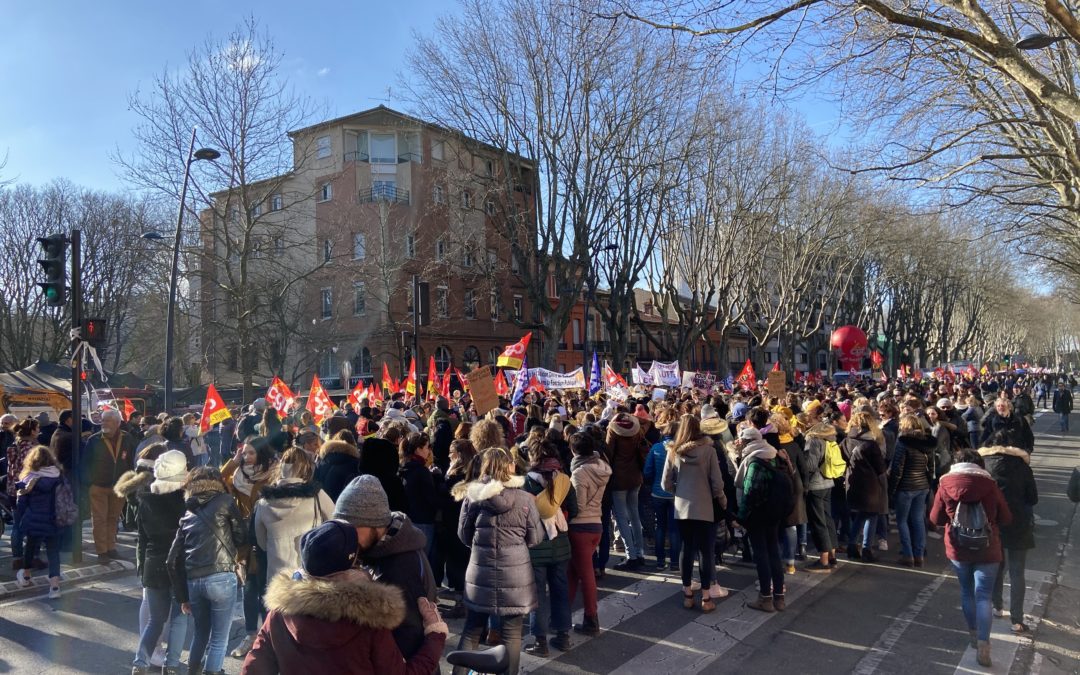 Manifestation à Toulouse, contre la réforme des retraites, le 14 janvier.