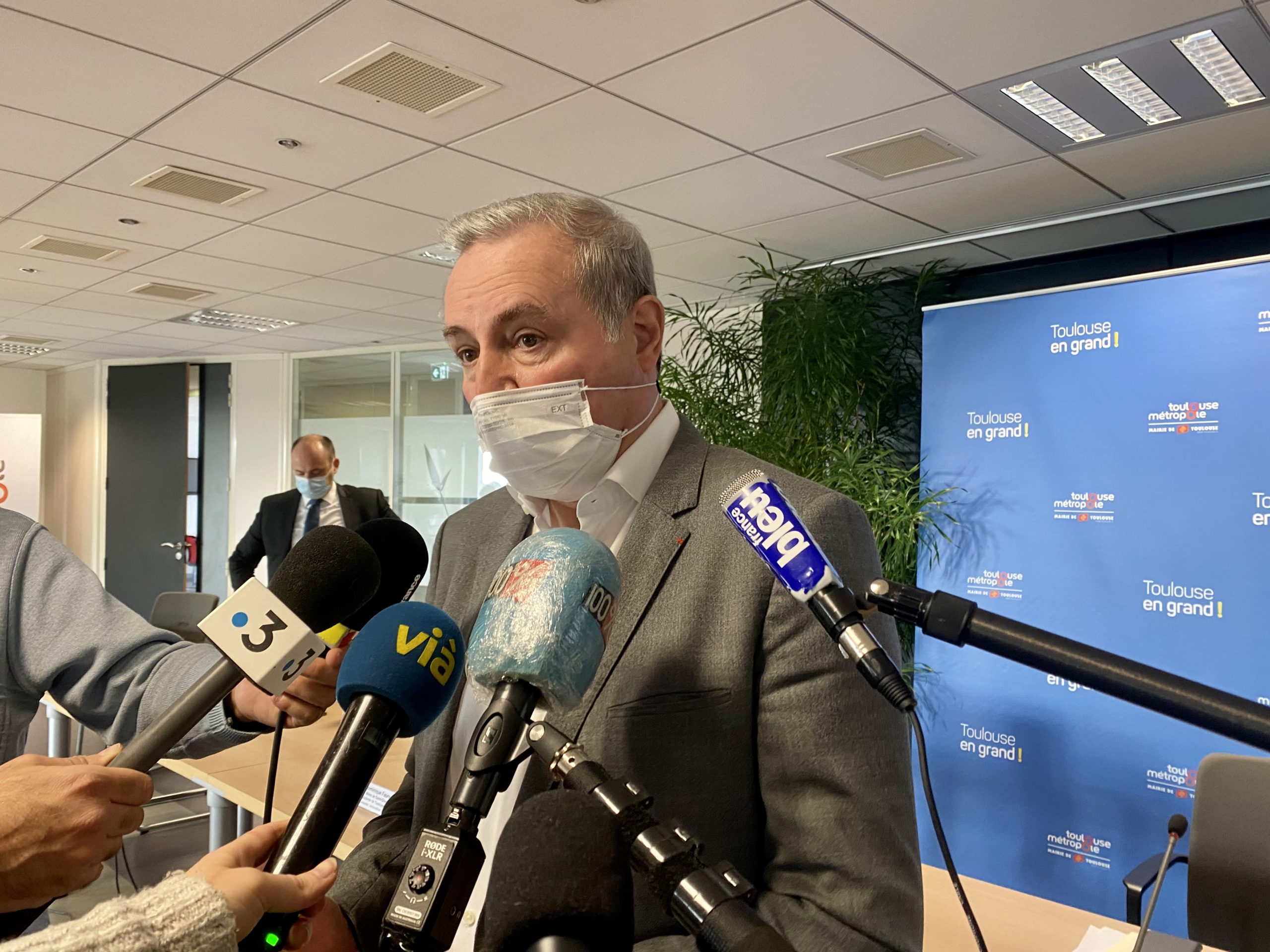 Le maire de Toulouse Jean-Luc Moudenc lors des vœux à la presse ce jeudi. Crédit : Guillaume Pannetier
