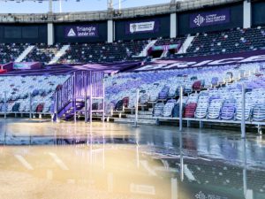Le virage du stade noyé sous les eaux. ©ToulouseFC Twitter