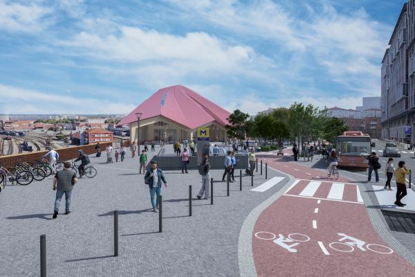 Les travaux pour l'arrêt Gare Matabiau de la nouvelle ligne C du métro ont commencé depuis mars 2023. ©Beview-Tisseo Ingenierie
